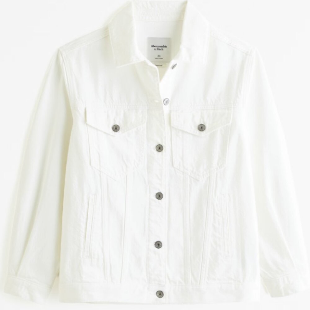Abercrombie White Denim Trucker Jacket